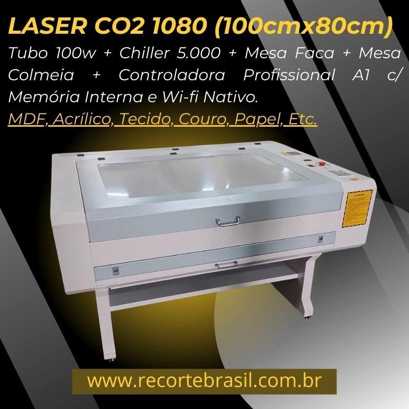 Máquina de Corte a Laser CO2 1080 Recorte Brasil