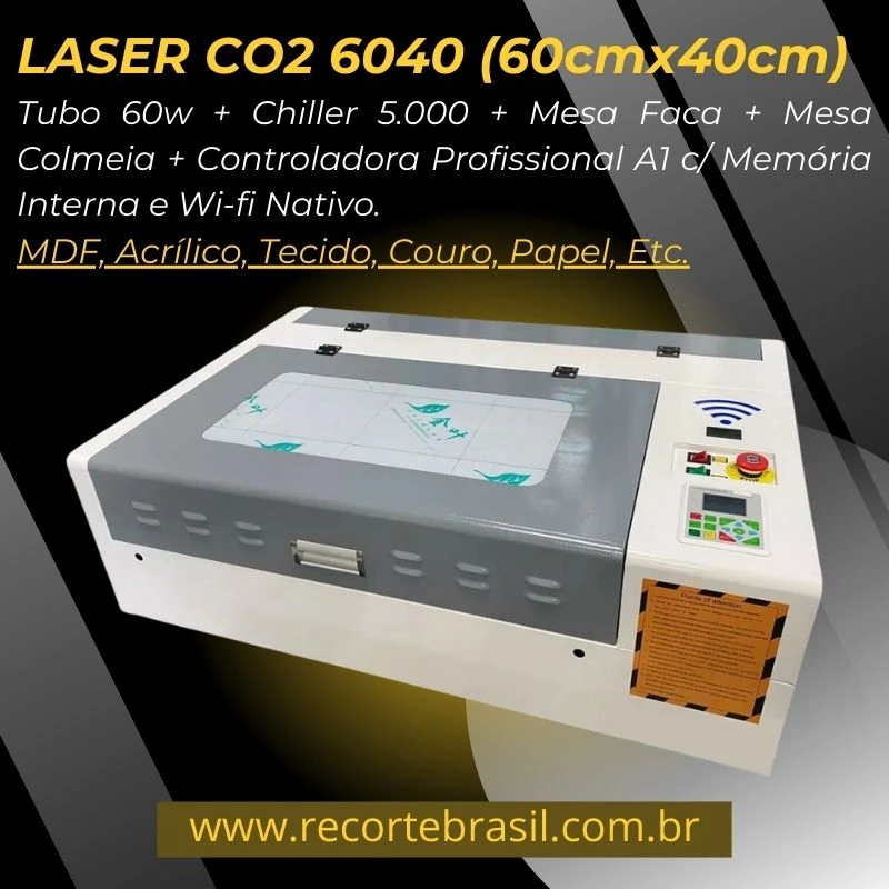 Máquina de Corte a Laser CO2 6040 Recorte Brasil