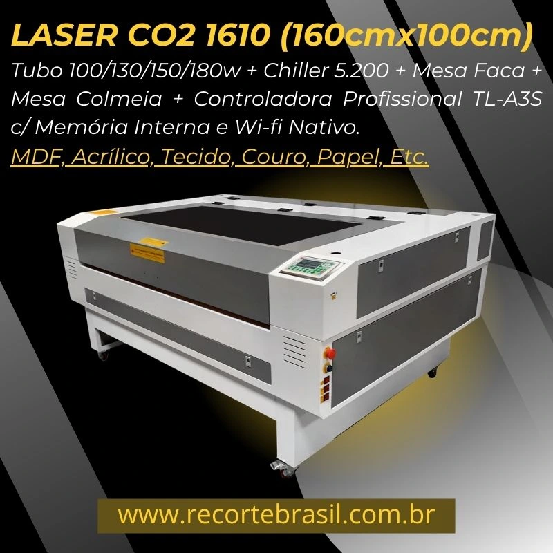 Máquina de Corte a Laser CO2 1610 Recorte Brasil