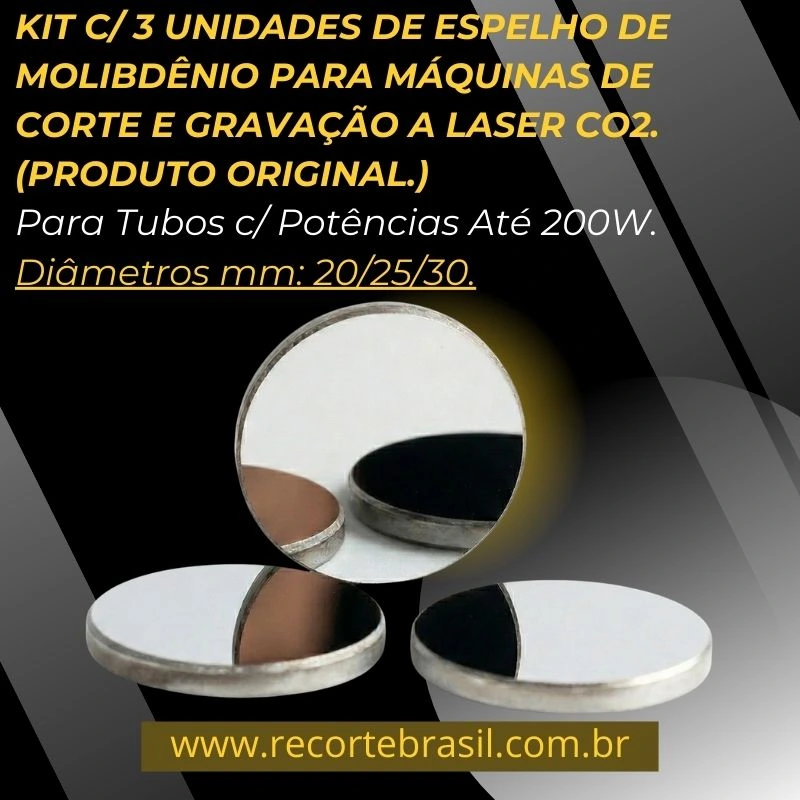Kit 3 Espelhos de Molibdênio Laser CO2