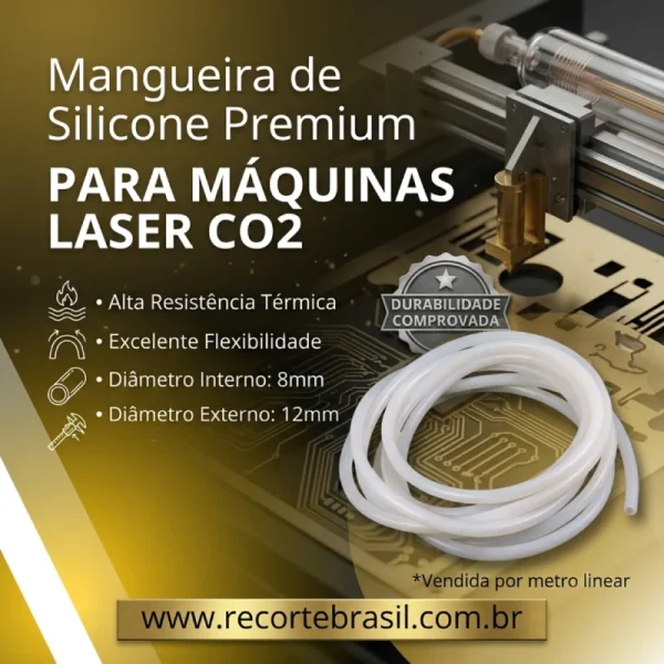 Mangueira de Silicone 8x12mm para Chiller: Manutenção CNC Laser CO2 (Preço p/ Metro Linear)