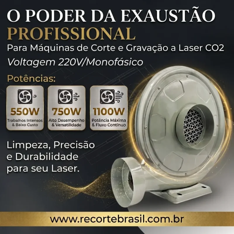 Exaustor Profissional para Máquina Laser CO2: 550W a 1100W.