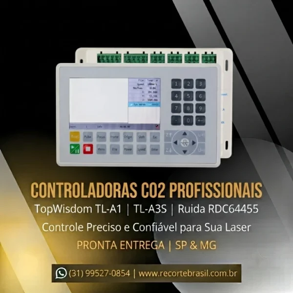 Controladora Laser CO2: Ruida RDC6445S e TopWisdom para Máquina de Corte.