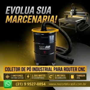 COLETOR DE PÓ INDUSTRIAL PARA MÁQUINA ROUTER CNC.