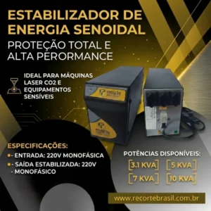 ESTABILIZADOR DE ENERGIA SENOIDAL 220V PARA MÁQUINA LASER CO2.