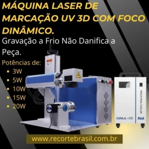 MÁQUINA LASER DE MARCAÇÃO UV 3D COM FOCO DINÂMICO.