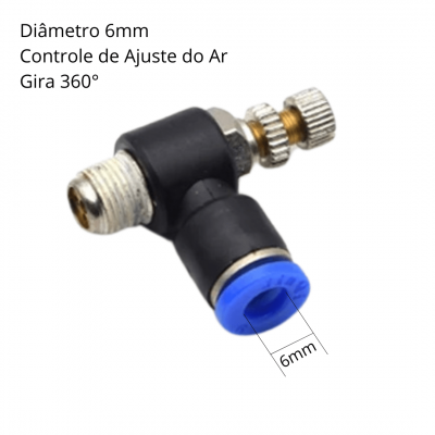 VAR6MM - VÁLVULA DE AR 6MM PARA BICO DE CORTE MÁQUINA LASER CO2